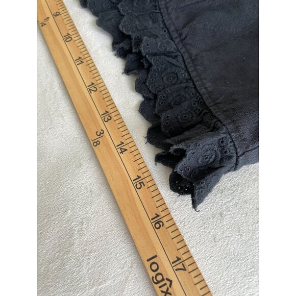 Relativity Womens 100% Linen Ruffle Cardigan PM Black Lace Trim & Tie Whimsigoth - Picture 5 of 9